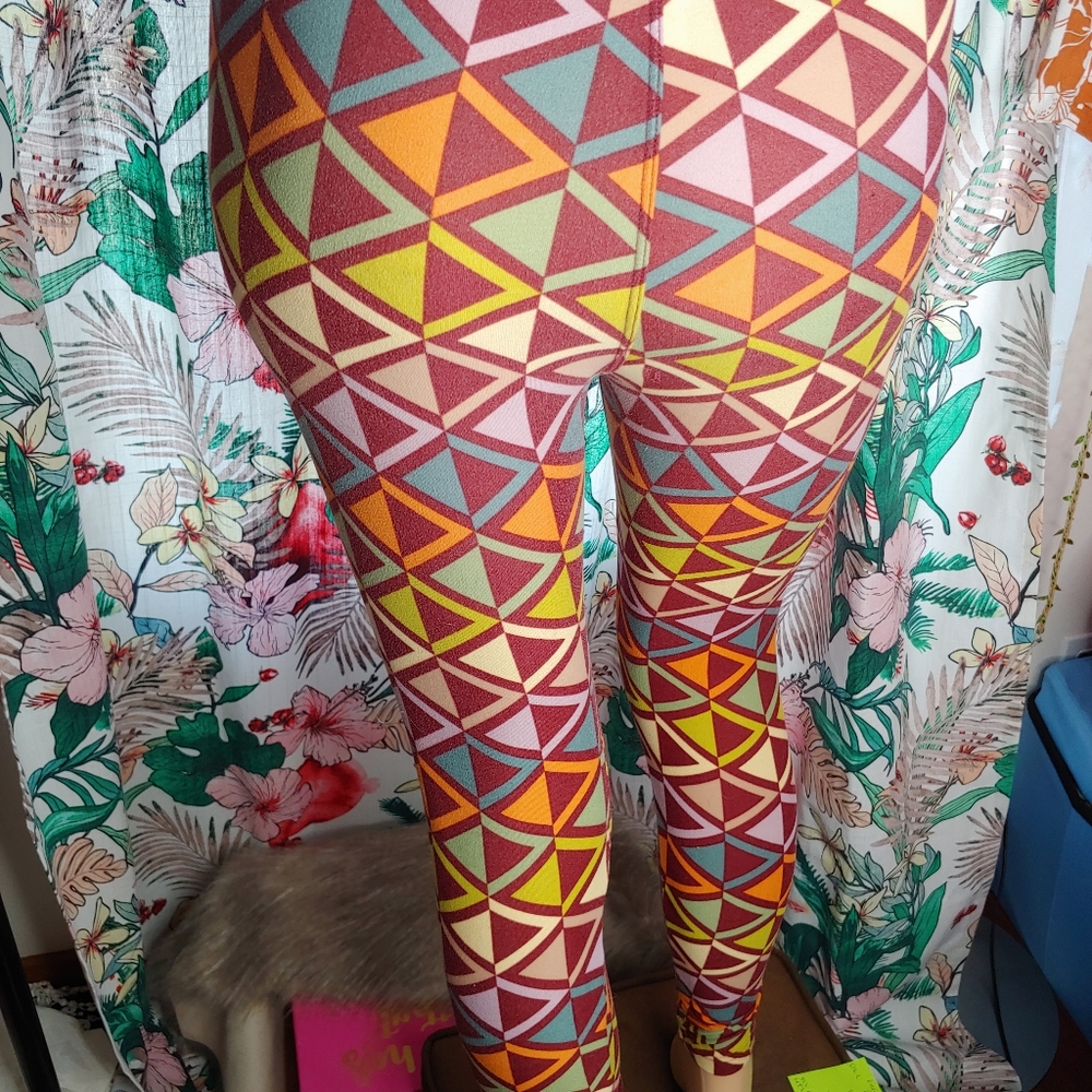 Lularoe Pattern Soft Stretch Os One Size Leggings… - image 5